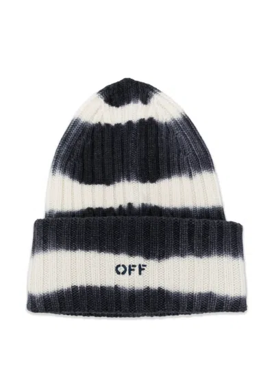 Off-white Tie-dye Ribbed-knit Beanie Hat In White