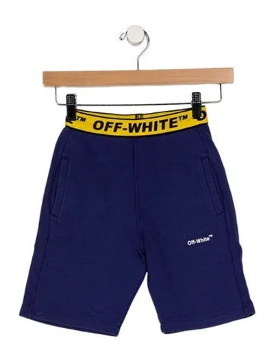 Pre-owned Off-white Babies' Toddler Boys' Flat Front Logo Shorts In Blue