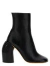 Off-white Off White Black Leather Spring Ankle Boots In Black