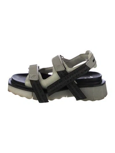 Pre-owned Off-white Trek Sponge Leather Slingback Sandals In Gray