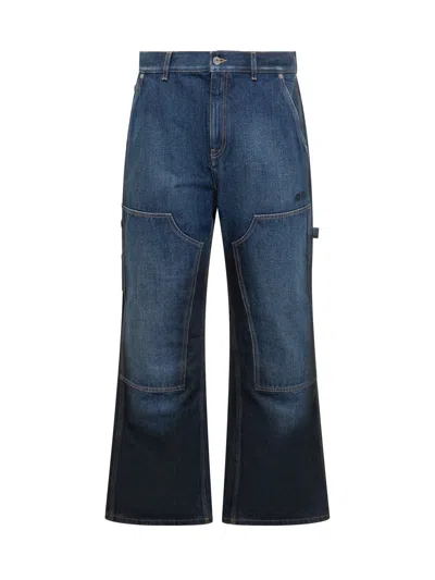 Off-white Trendy High-waisted Straight Leg Jeans - Medium In Blue