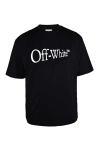 Off-white Black Oversized T-shirt With Contrasting Logo Lettering Print In Cotton Man In Black