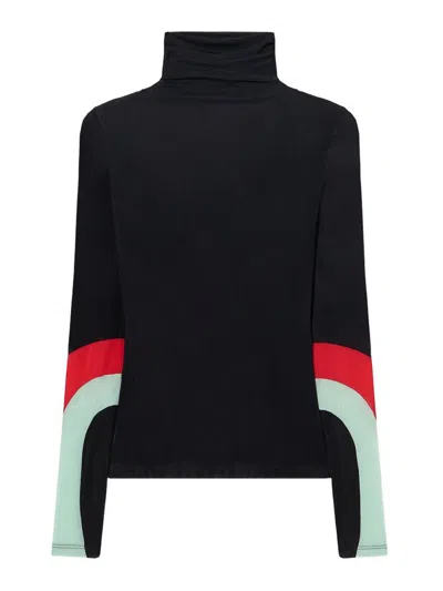 Off-white Black Turtleneck T-shirt With Red And Light Blue Details Off White In Multi