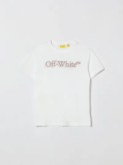 OFF-WHITE OFF-WHITE KIDS COTTON CREW NECK T-SHIRT WITH LOGO,I40334001