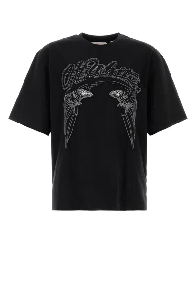 Off-white T-shirt Oversize In Cotone Nero Uomo In Black