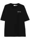 Off-white Crew-neck Cotton T-shirt With Contrasting Logo In Black