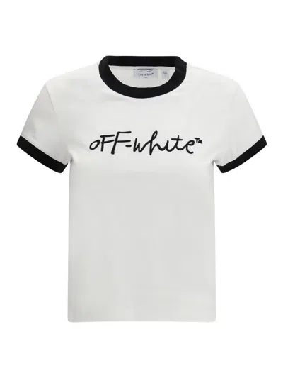 OFF-WHITE T-SHIRT WITH EMBROIDERY