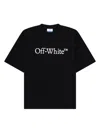 Off-white Black Oversized T-shirt With Contrasting Logo Lettering Print In Cotton Man In Black