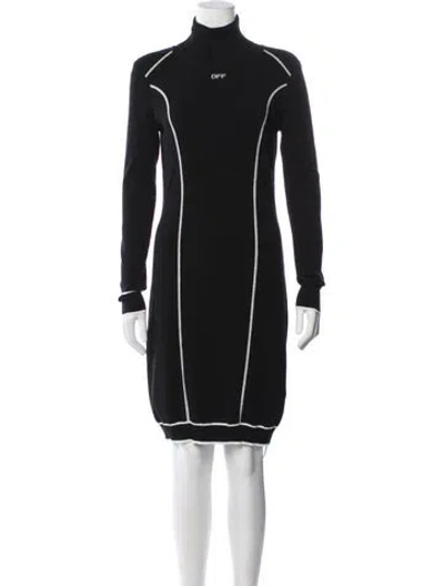 Pre-owned Off-white Turtleneck Knee-length Dress In Brown