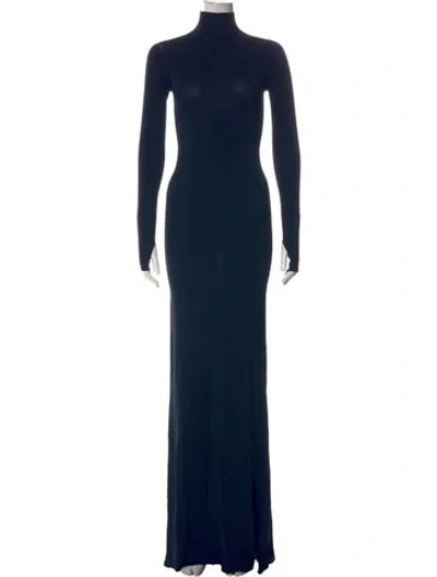 Pre-owned Off-white Turtleneck Long Dress In Blue