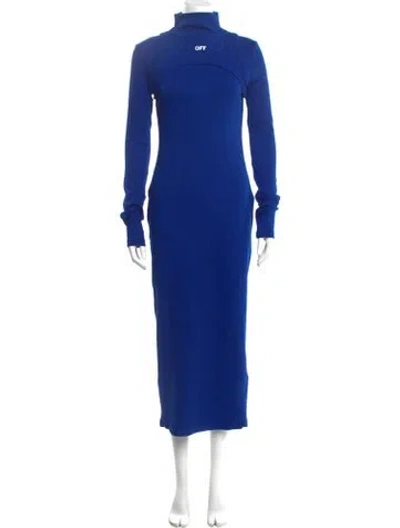 Pre-owned Off-white Turtleneck Long Dress In Blue