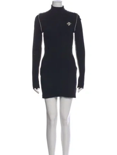 Pre-owned Off-white Turtleneck Mini Dress In Black