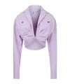 Off-white Twisted-front Cropped Cotton Jacket In Pink