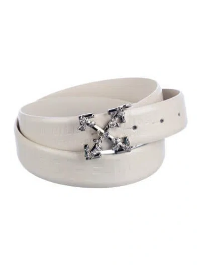 Pre-owned Off-white Twisted Arrow Calf Leather Belt In White