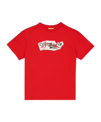 Off-white Unisex Kids' Paper Logo Regular Fit T-shirt In Red