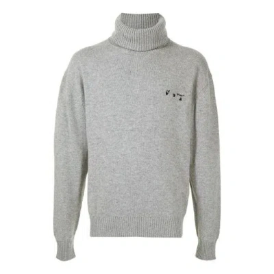 Off-white Unisex Ss21 Logo Embroidery Sweater Gray