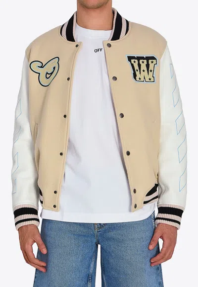 Off-white Varsity Bomber Jacket In Neutral