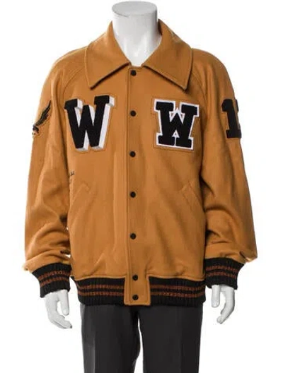 Pre-owned Off-white Varsity Jacket Virgin Wool Varsity Jacket In Brown