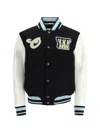 Off-white Logo Flocked Button-up Bomber Jacket In Black