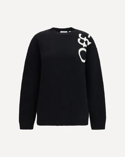 Off-white Vertical Bookish Crewneck Sweater In Black