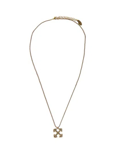 Off-white Vintage Arrow Pendant Necklace In Gold