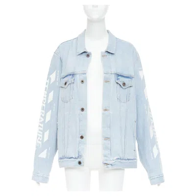 Pre-owned Off-white Virgil Abloh 2013 Temperature Print Blue White Washed Denim Jacket M