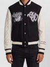 Off-white Black Wool Regular Collage Varsity Jacket In Black