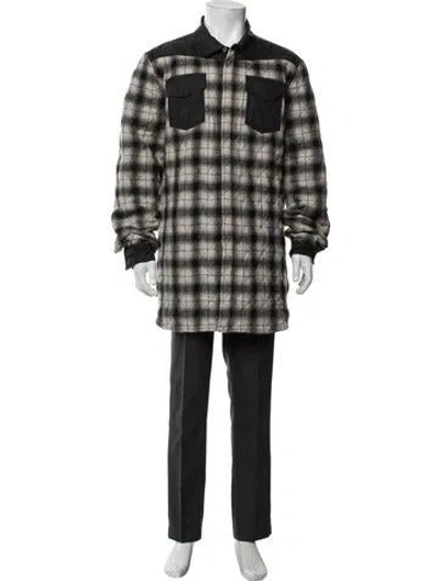 Pre-owned Off-white Virgin Wool Plaid Print Jacket In Black