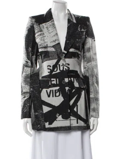 Pre-owned Off-white Virgin Wool Printed Blazer In Black