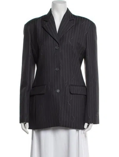 Pre-owned Off-white Virgin Wool Striped Blazer In Grey
