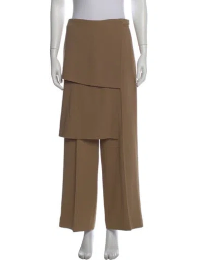 Pre-owned Off-white Virgin Wool Wide Leg Pants In Brown