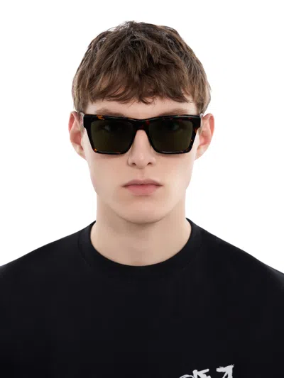 Off-white Virginia Green Lens Sunglasses In Brown