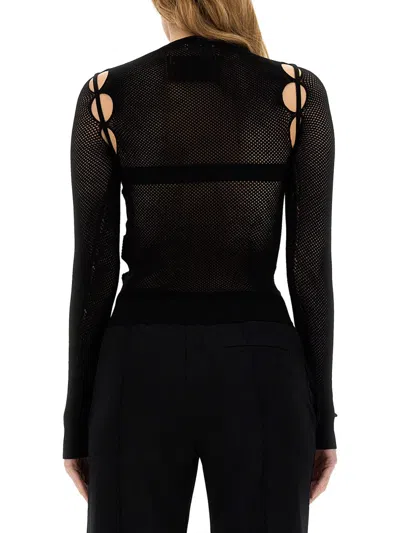 Off-white Viscose Net Blouse In Black