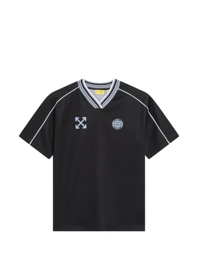 Off-white Kids' V-neck Logo T-shirt In Black