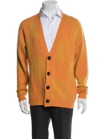 Pre-owned Off-white V-neck Long Sleeve Cardigan In Orange