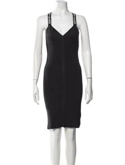 Pre-owned Off-white V-neck Mini Dress In Black