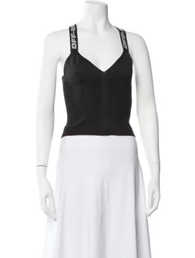 Pre-owned Off-white V-neck Sleeveless Crop Top In Black
