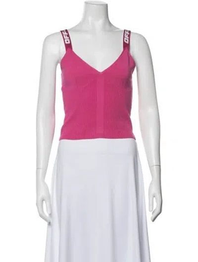 Pre-owned Off-white V-neck Sleeveless Crop Top In Orange