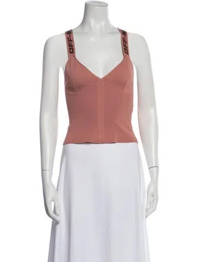 Pre-owned Off-white V-neck Sleeveless Crop Top In Pink