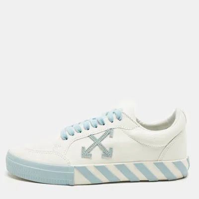 Pre-owned Off-white Vulcanised Size 42 White/light Blue Canvas Low Top Sneakers
