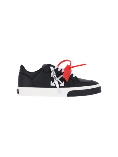 Off-white Vulcanized Low Sneakers With Rounded Toe In Black