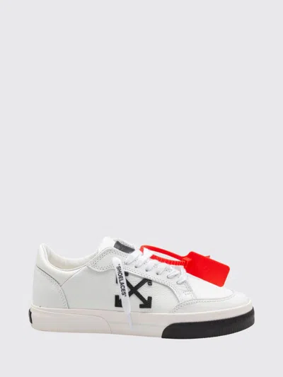 Off-white Vulcanized Low-top Leather Sneakers With Contrasting Arrow Logo In White