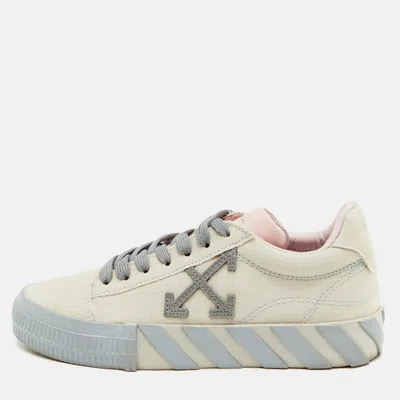 Pre-owned Off-white Vulcanized Size 38 Off White/grey Canvas Low Top Sneakers