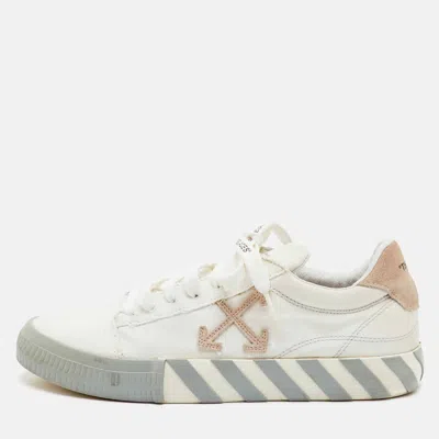 Pre-owned Off-white Vulcanized Size 42 White/beige Canvas And Suede Low Top Sneakers