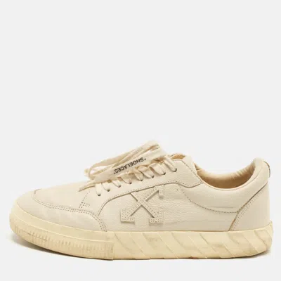 Pre-owned Off-white Vulcanized Size 43 Grey Leather Low Top Sneakers In Gray