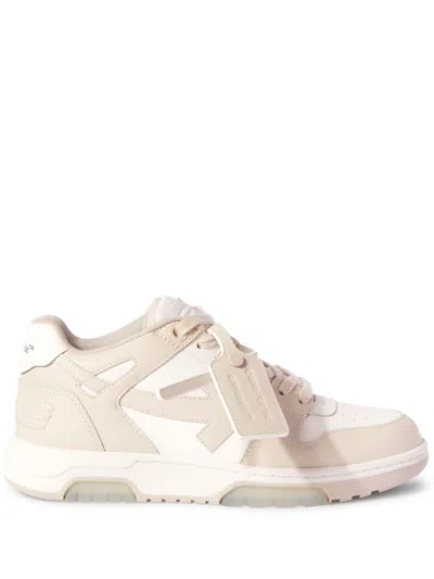 Off-white Beige Out Of Office Calf Leather Sneakers In Multi