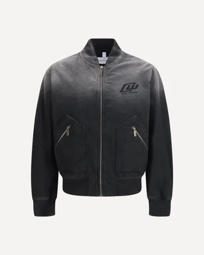 OFF-WHITE WASHED DENIM BOMBER JACKET