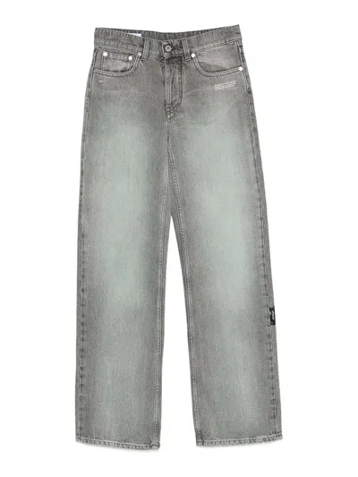 Off-white Washed Grey Cotton Jeans In Gray