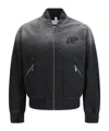 Off-white Washed Logo Denim Bomber Jacket In Black