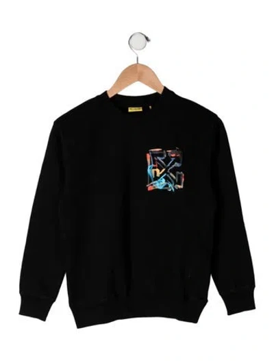 Pre-owned Off-white Kids' Watercolor Crewneck In Black